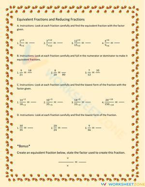 Equivalent Fractions and Reducing Fractions