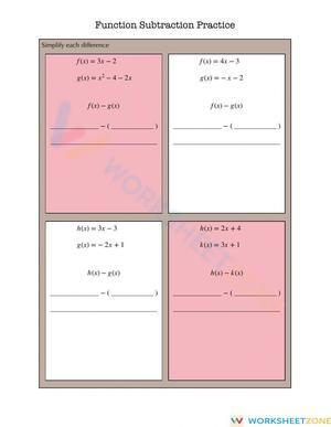 Function Subtraction Practice: Combining Functions