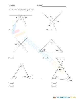 Finding Unknown Angles in Straight Lines and Triangles