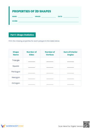 Grade 3 2D Shapes — Printable No-Prep Worksheet