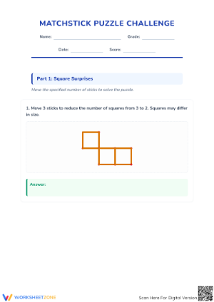 Grade 4 Matchstick Puzzles — Printable No-Prep Worksheet