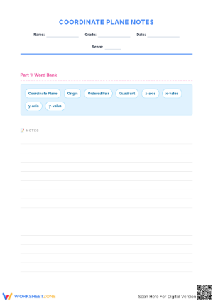 Grade 8-10 Coordinate Plane — Printable No-Prep Notes