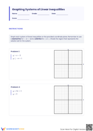 Printable Systems of Linear Inequalities Graphing Worksheet