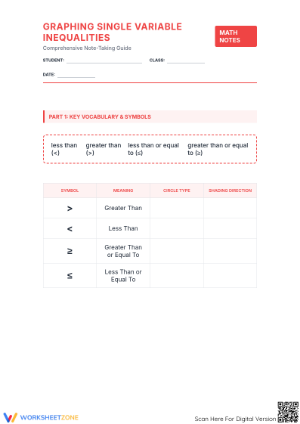 Graphing Inequalities — Printable High School Worksheet
