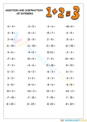 Addition and Subtraction of Integers