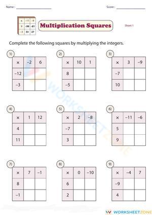 Multiplication Squares
