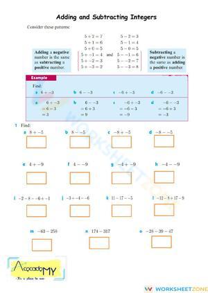 Addition and Subtraction Integers
