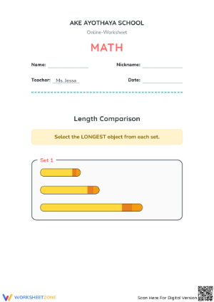 Grade K Comparing Lengths — Printable No-Prep Worksheet