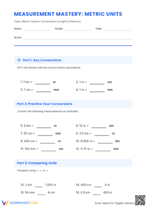 Grade 5 Metric Conversions — Printable No-Prep Worksheet