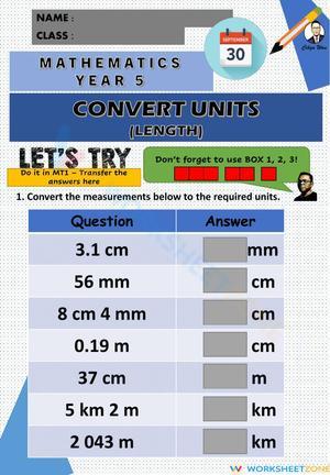 Convert units - length