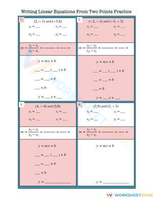 Writing Linear Equations From Two Points Practice