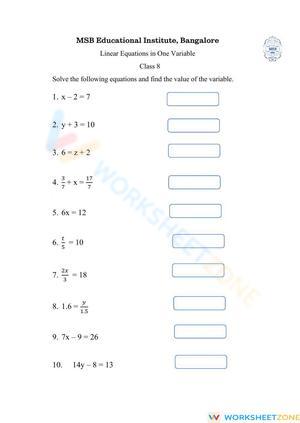 Linear Equations in One Variable