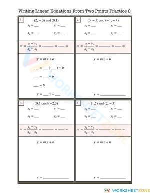 Practice Writing Linear Equations From Two Points