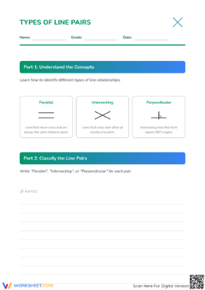 Parallel and Perpendicular Lines Printable Worksheet