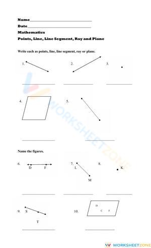 Line, Line Segment, Ray, Plane