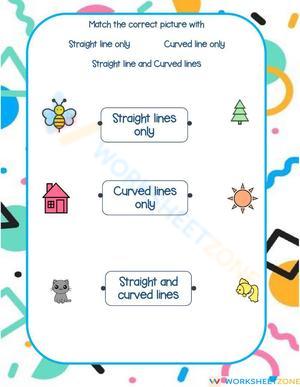 Printable Straight and Curved Lines Worksheet | Grade 1