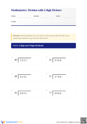 Essential Long Division Worksheet | Grade 5 Math