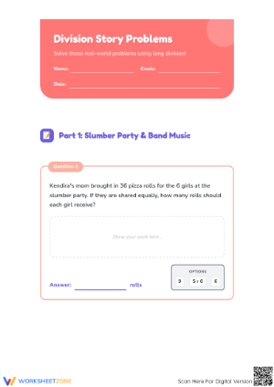 Printable Long Division Word Problems | Grade 5 Math