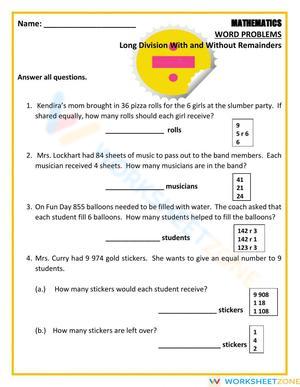 Long Division With and Without Remainders