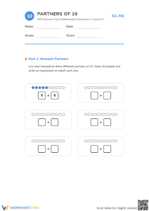 Grade 1 Making 10 — Printable No-Prep Worksheet