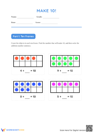 Making Ten Worksheet | Printable Grade 1 Math