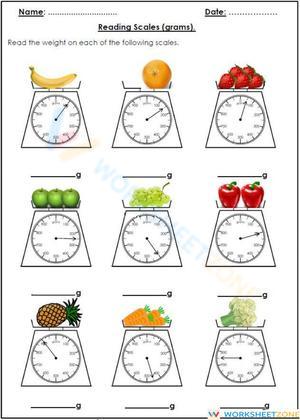 Measuring weight in grams