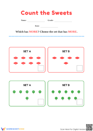 Printable Comparing Sets Worksheet | Kindergarten Math