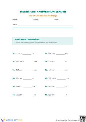 Printable Metric Conversion Worksheet | Grade 5 Math
