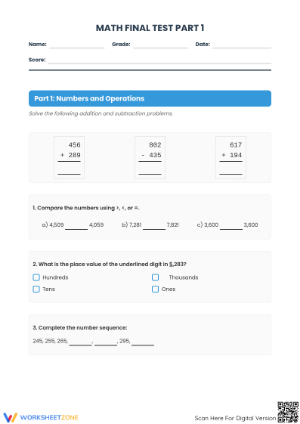 CCSS.MATH.3.OA.D.8 Worksheet: Final Test — Grade 3 Aligned