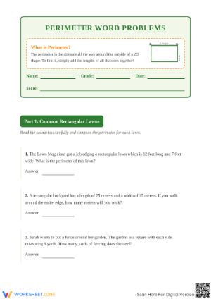 Printable Perimeter Word Problems Worksheet | Grade 4 Math