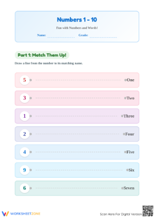 Kindergarten Counting 1-10 — Printable No-Prep Worksheet