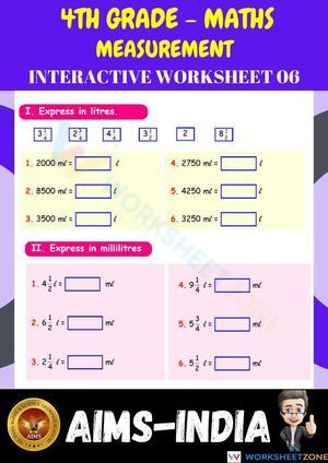 4th Grade Capacity Conversion Worksheet