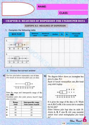 Analyzing Data with a Box Plot Worksheet