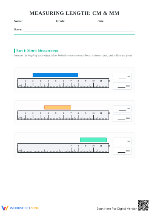 Metric Measurement Worksheet | Grade 2-4 Printable