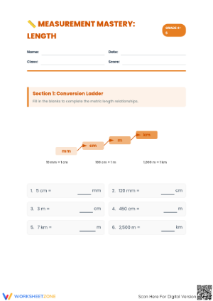 Complete Metric Conversion Worksheet | Grade 4 Math