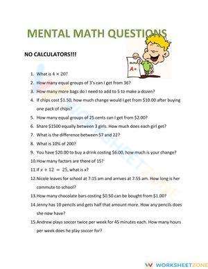 Mental math yr 6