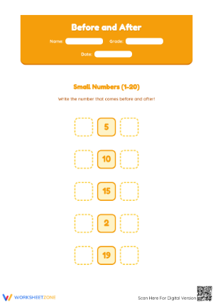 Grade 1 Number Order — Printable No-Prep Worksheet