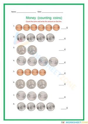  Counting Coins Worksheet for Kids