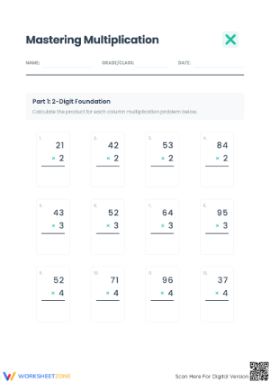 Essential Multiplication with Regrouping | Grade 4 Printable
