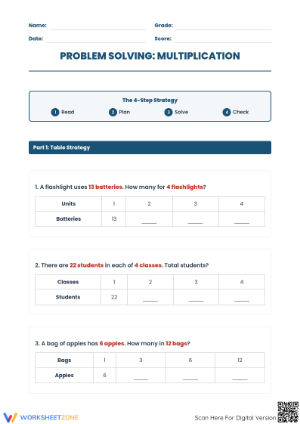 Printable Grade 4 Multiplication Strategies Worksheet