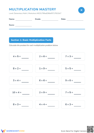 Essential Multiplication Mastery Worksheet | Grade 3