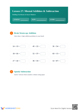 Grade 3 Mental Addition & Subtraction — Essential Printable