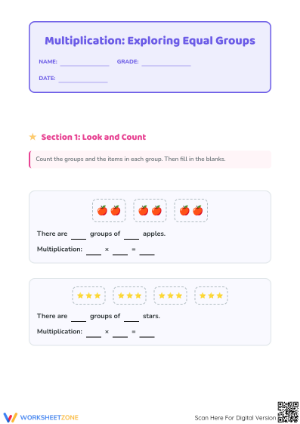 Printable Multiplication with Equal Groups Worksheet