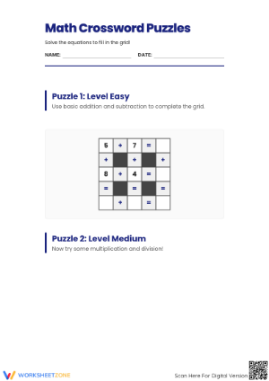 Grade 3-4 Multiplication Crossword — Essential Worksheet