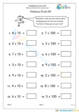 Multiplying by 10 and 100