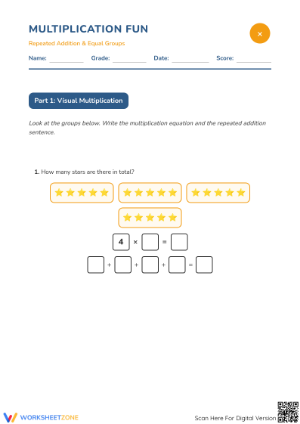 Multiplication Fun | Grade 3 Printable Math Worksheet