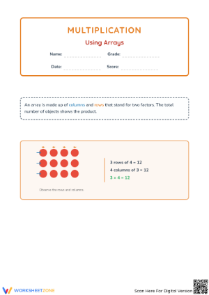 Grade 3 Multiplication Using Arrays | Essential Printable