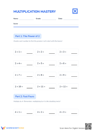 Printable Multiplication by 2 and 4 Worksheet | Grades 2-4