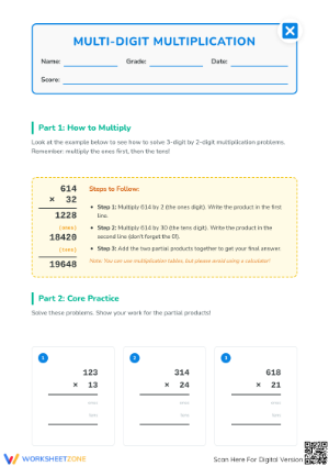 Printable Multi-Digit Multiplication Worksheet | Grade 5