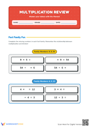 Printable Multiplication Review Worksheet | Grade 3 Math